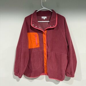 Fleece jacket size large women Grace And Lace Colorblock mauve pink